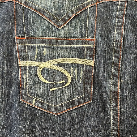 Gorgeous women’s denim jacket. Size L. Orange and white details. Like new! - Picture 6 of 8